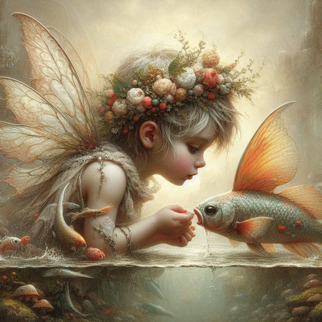 Fairy feeding fish