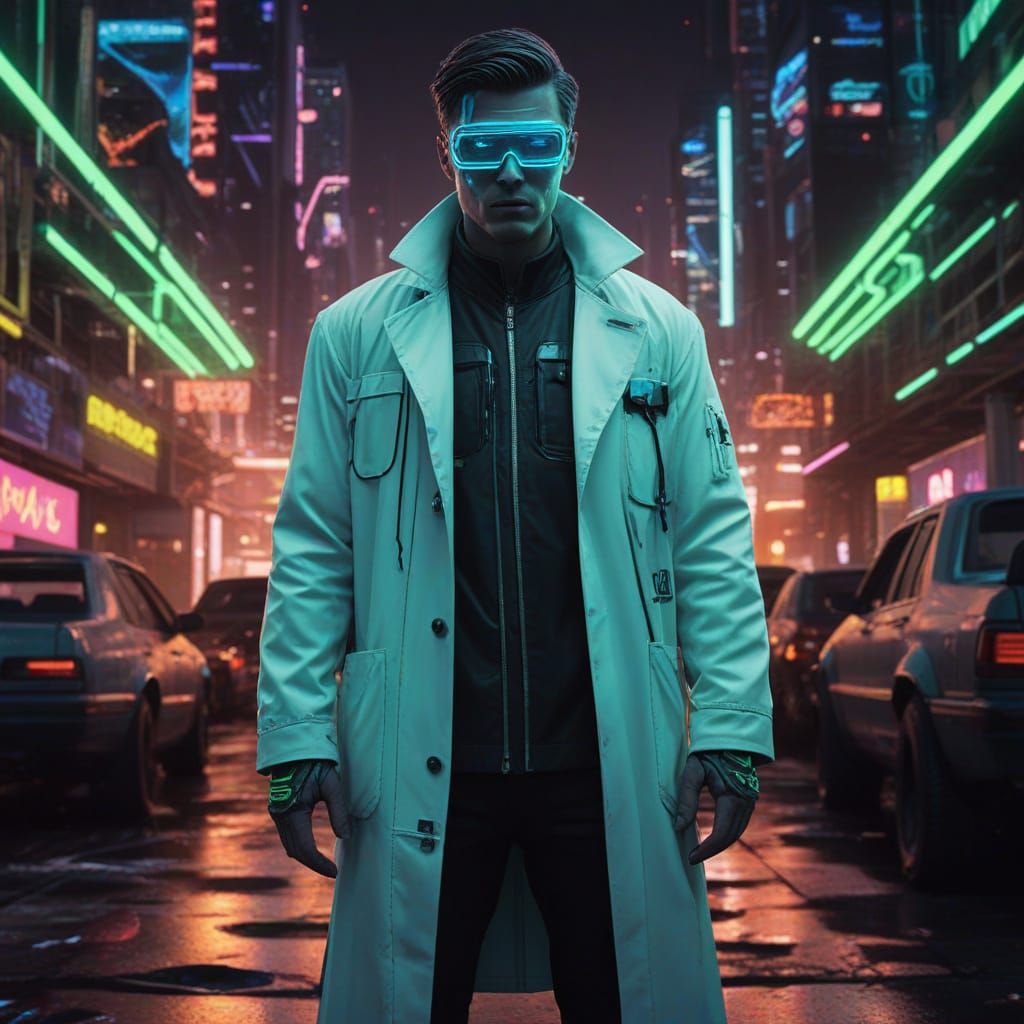 Dr. Glitch in Cyberpunk Digital Wasteland