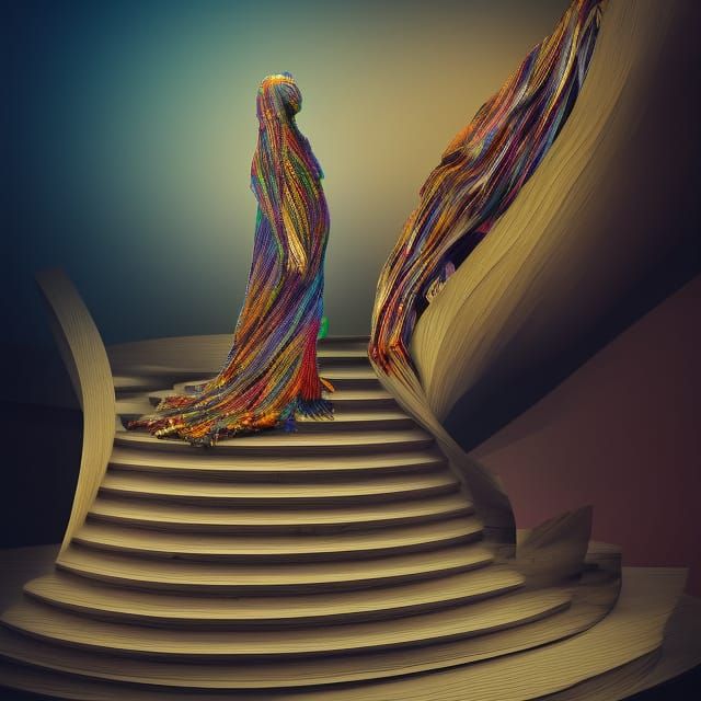 Strange wobbly staircase made of books . [[by Salvador Dali]] and ...