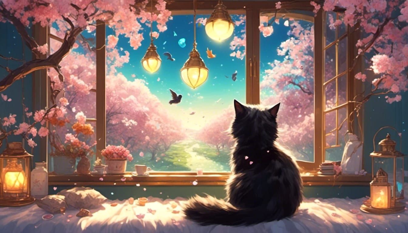 <lora:eye:1.0>  cute, fluffy black cats,chibi cat sitting on...