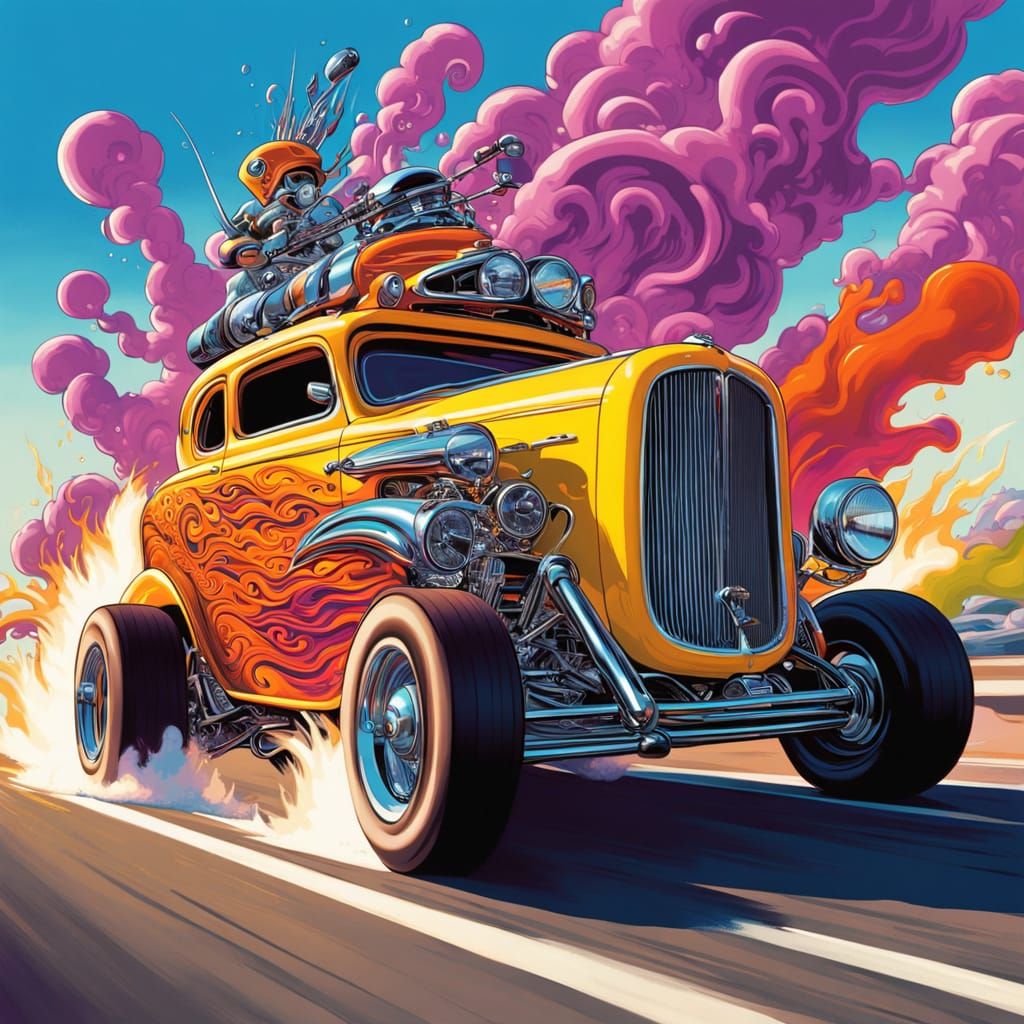 Hot Rod Teacup with flame paint job hi-performance motor big tires ...