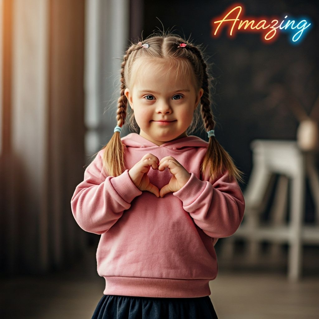 Joyful Portrait of Girl with Down Syndrome