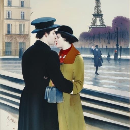 The Couple of Lovers in Paris