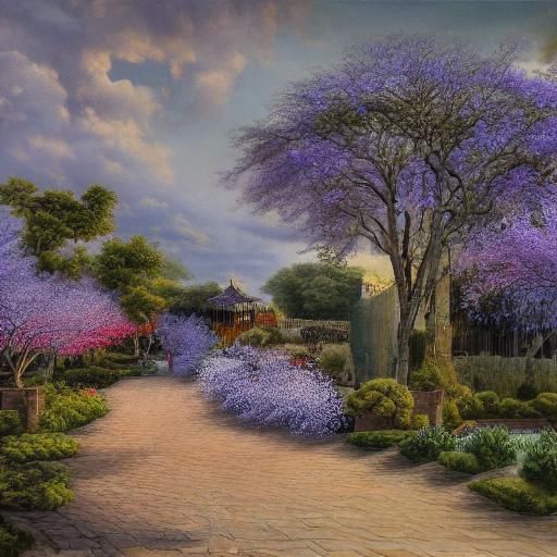 Chinese Ink Painting of Jacaranda Trees