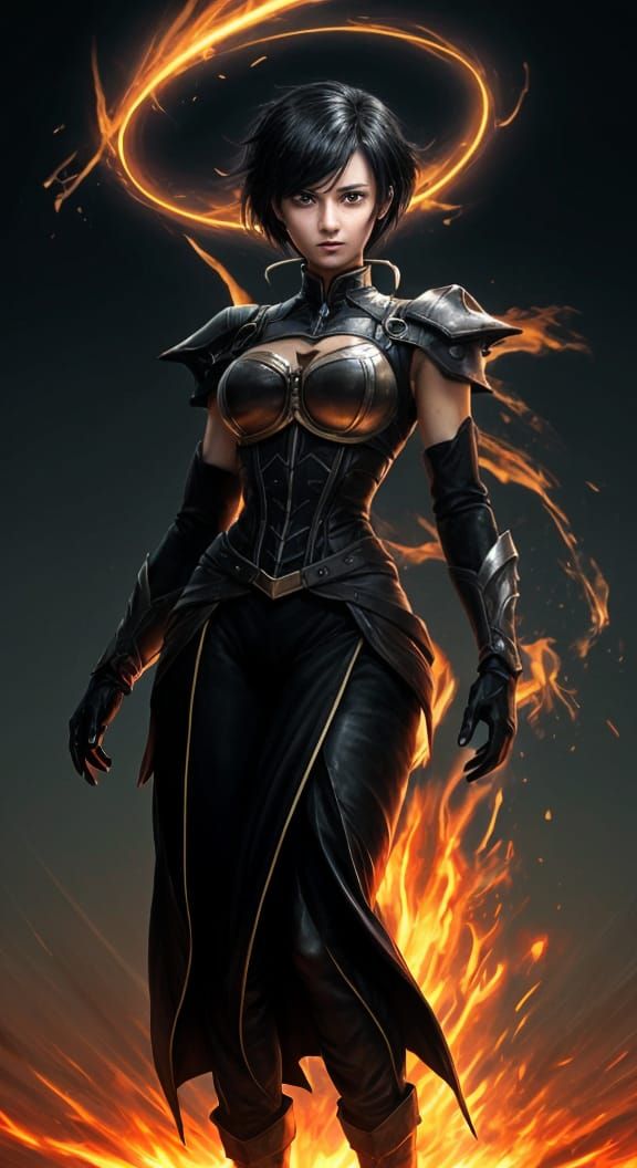 Anime Woman with Short Hair, Angry Expression