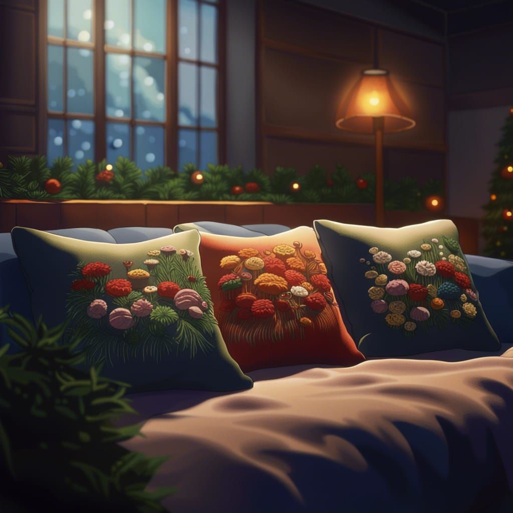Embroidered pillows for Christmas