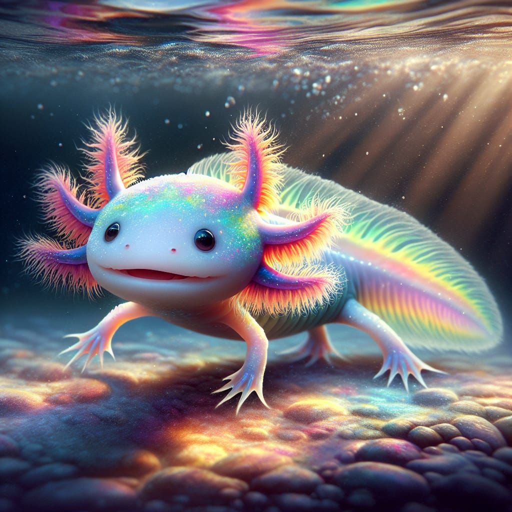 cute and adorable, colorful Axolotl under water - AI Generated Artwork ...