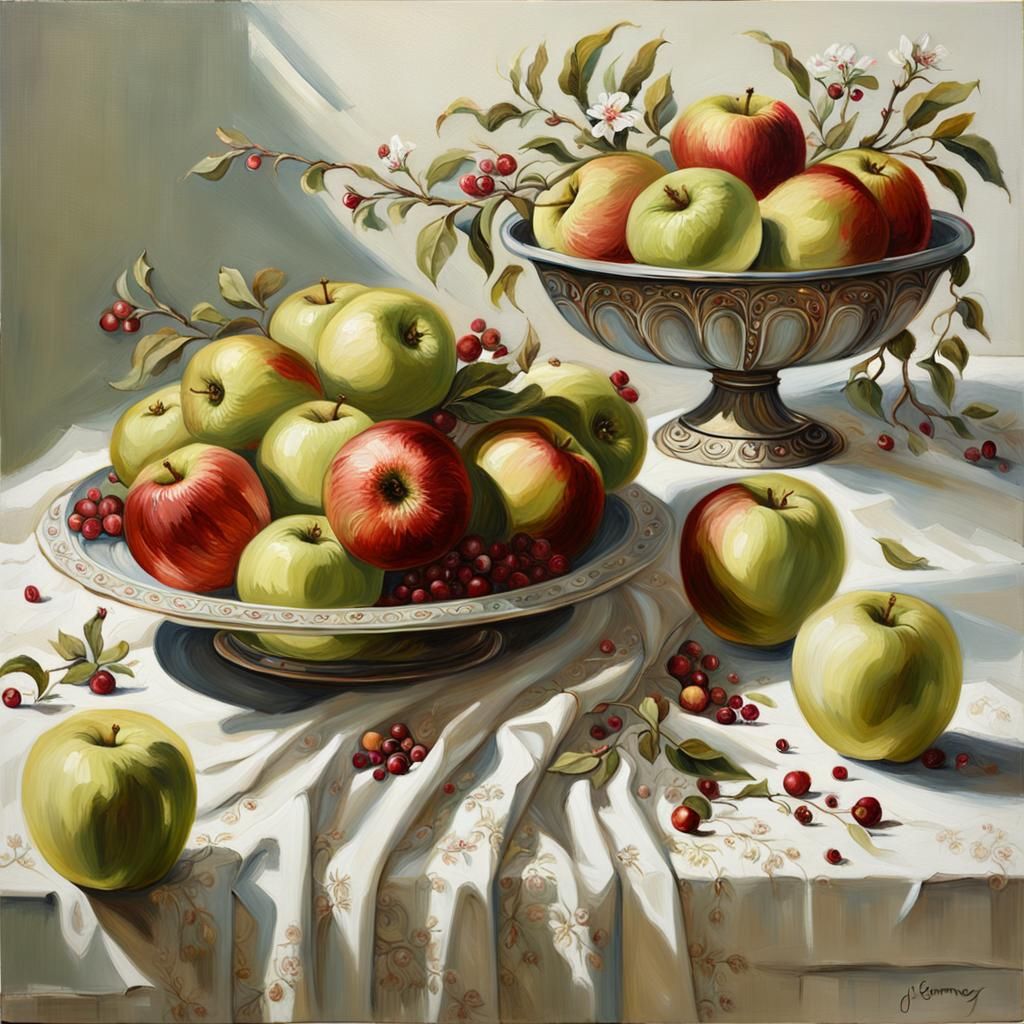 Elegant Still Life with Fruit and Flowers