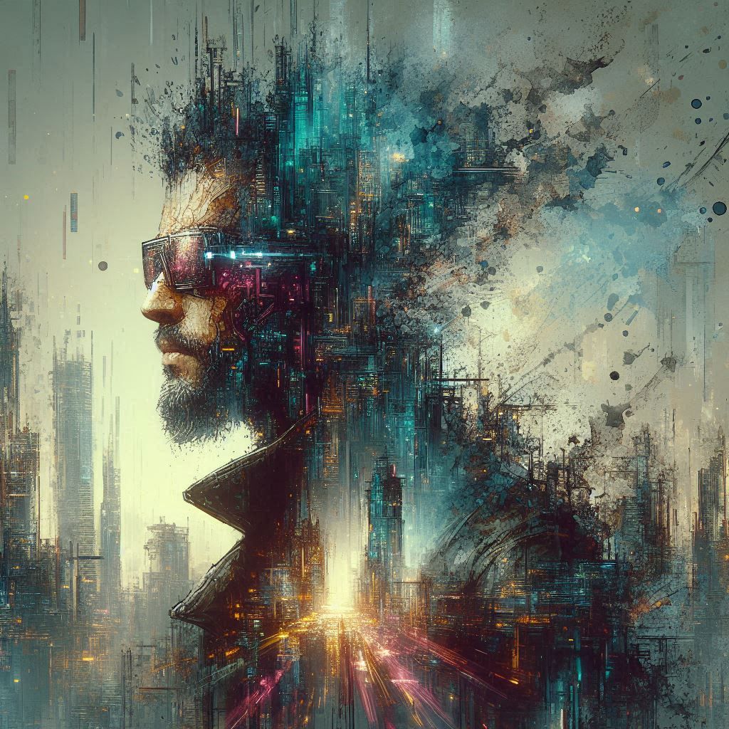 double exposure beautiful fantasy DALL-E 3 portrait landscape..