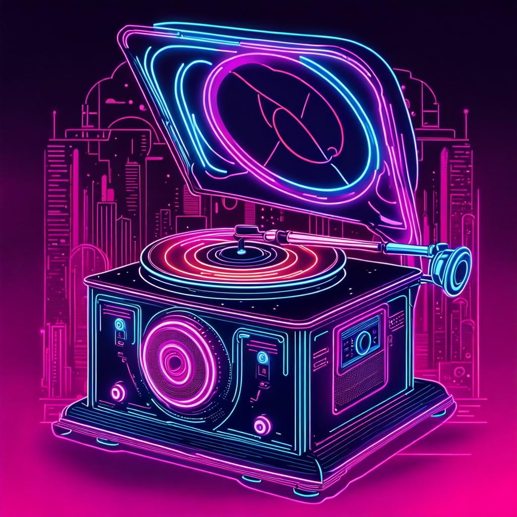 Neon Phonograph   by @EvanJade Art