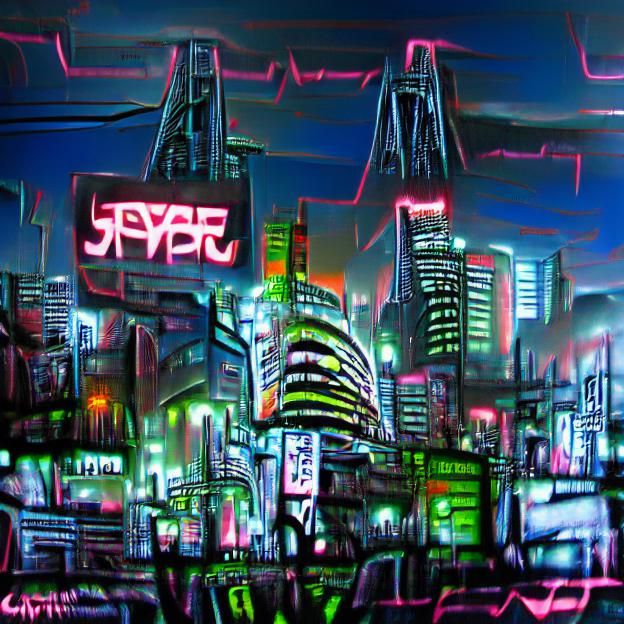 cyber punk japan cityscape glowing neon