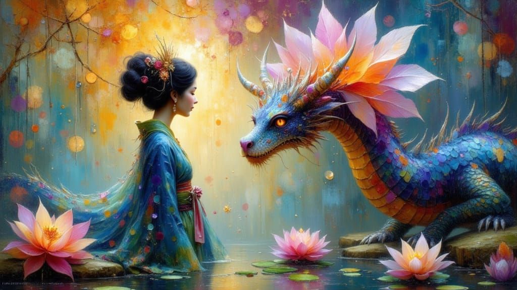 geisha and dragon  by @Sasha