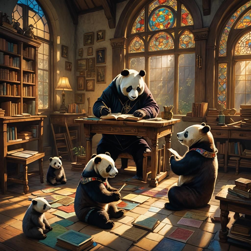 Panda Bear Teacher in Brian Froud Style