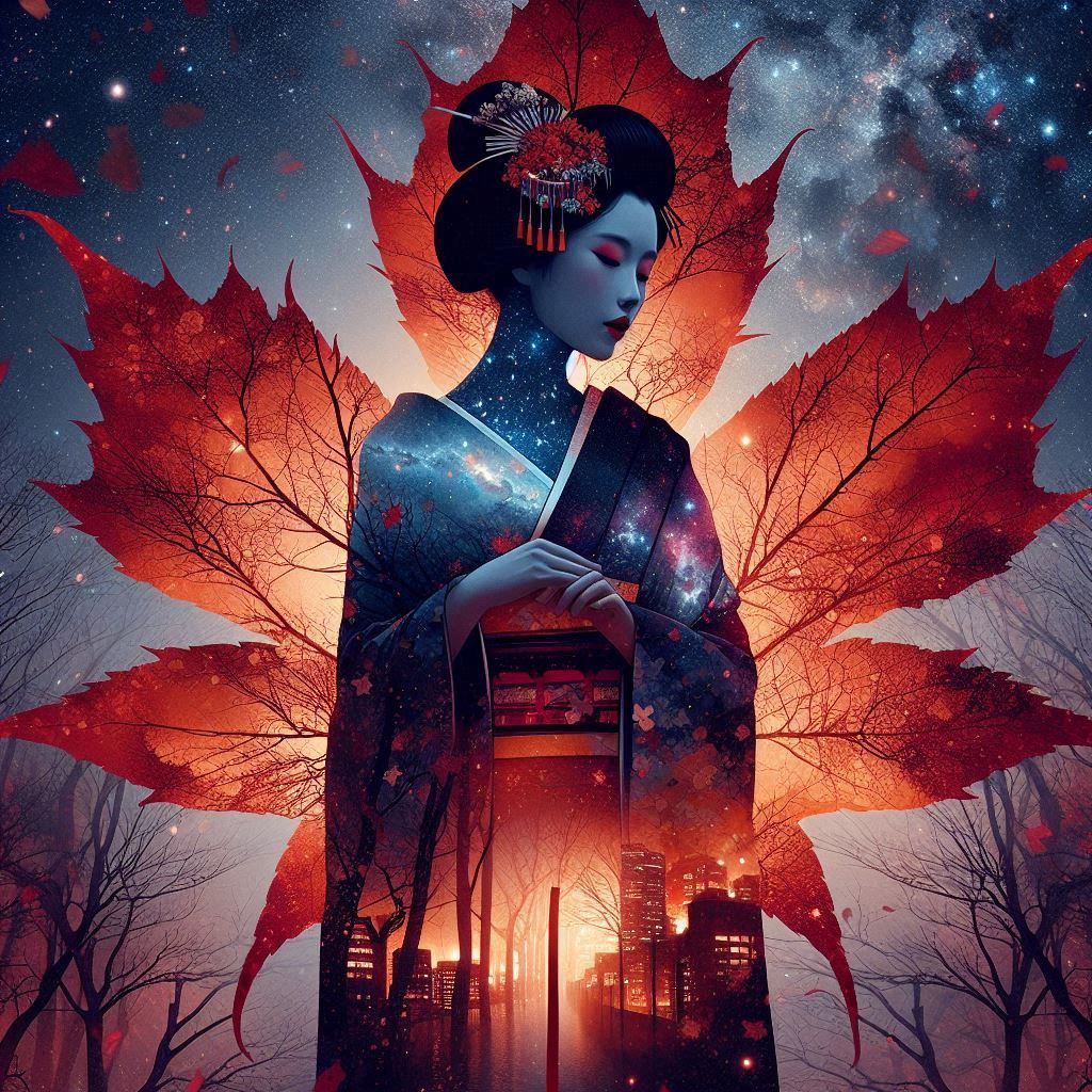 Geisha and maple leaf 🍁