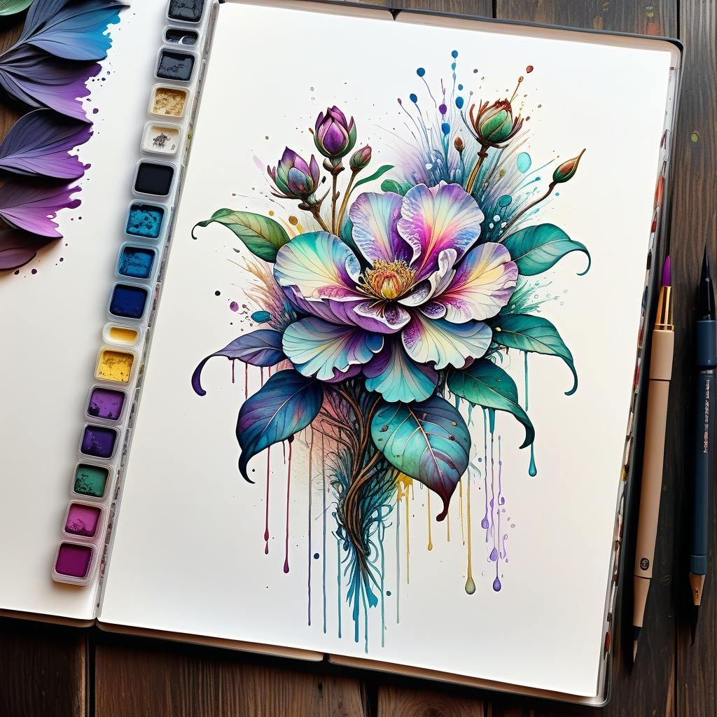 My Art Concept Book: Botanical Ink Drawings  by @ET_Arts