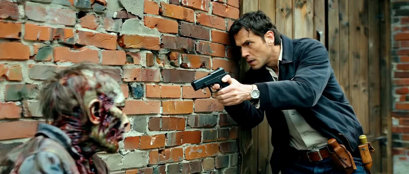 Resident Evil 2 Leon loading his handgun while hiding from zombies