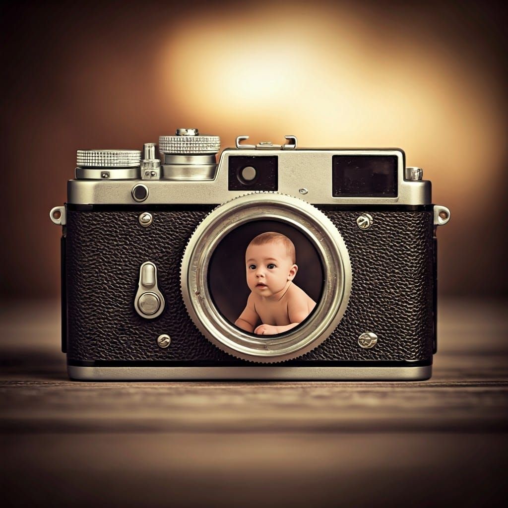 Baby Inside a Camera in Dreamy, Ethereal Light