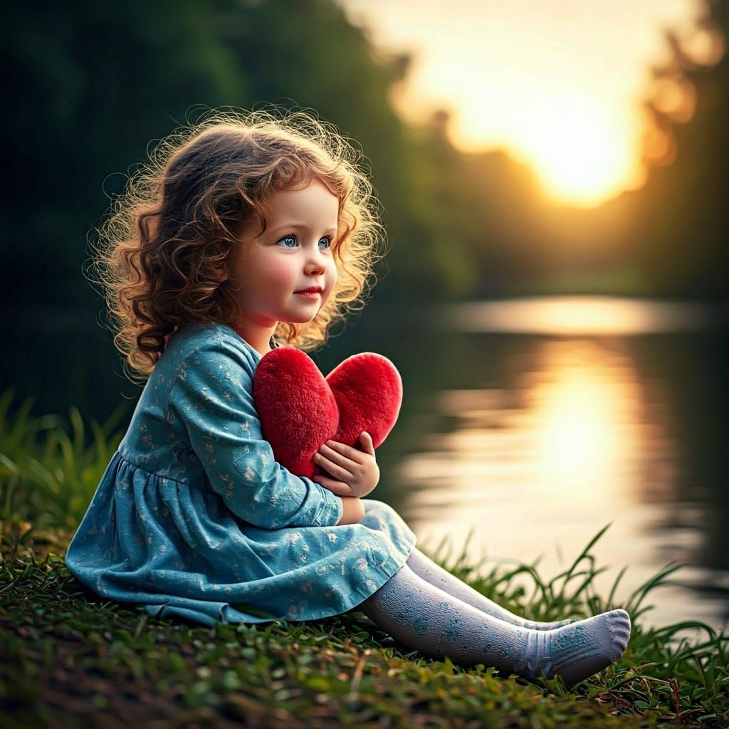 Whimsical Riverbank Scene in Dreamlike Fantasy Style