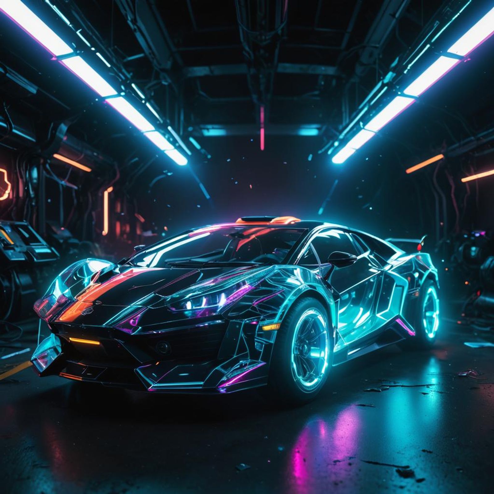 Neon Tron Super Car - AI Generated Artwork - NightCafe Creator