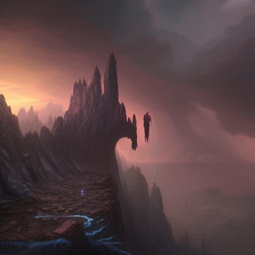 person on cliff during cloudy night