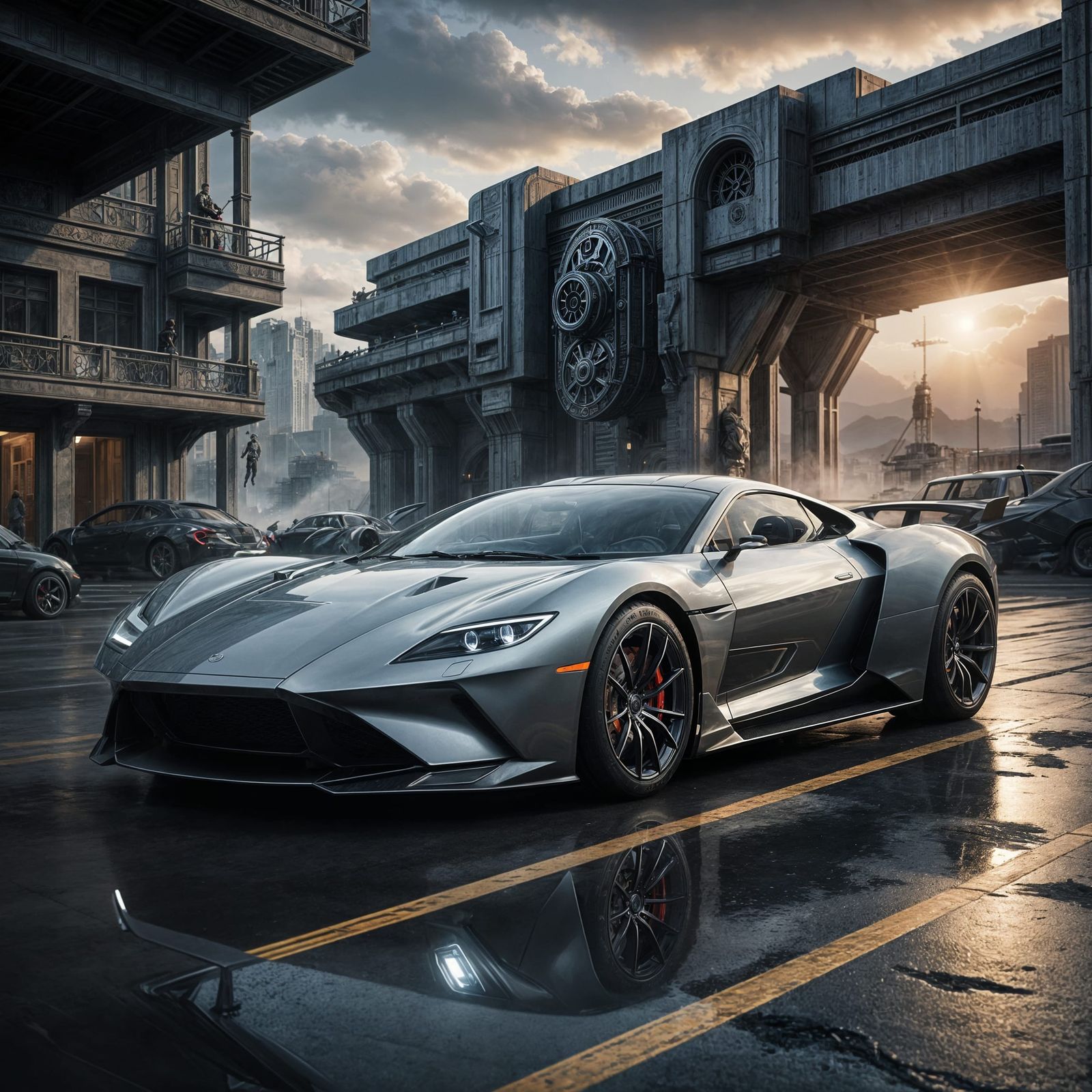 A futuristic James Bond style supercar with weapons   by @Mike 