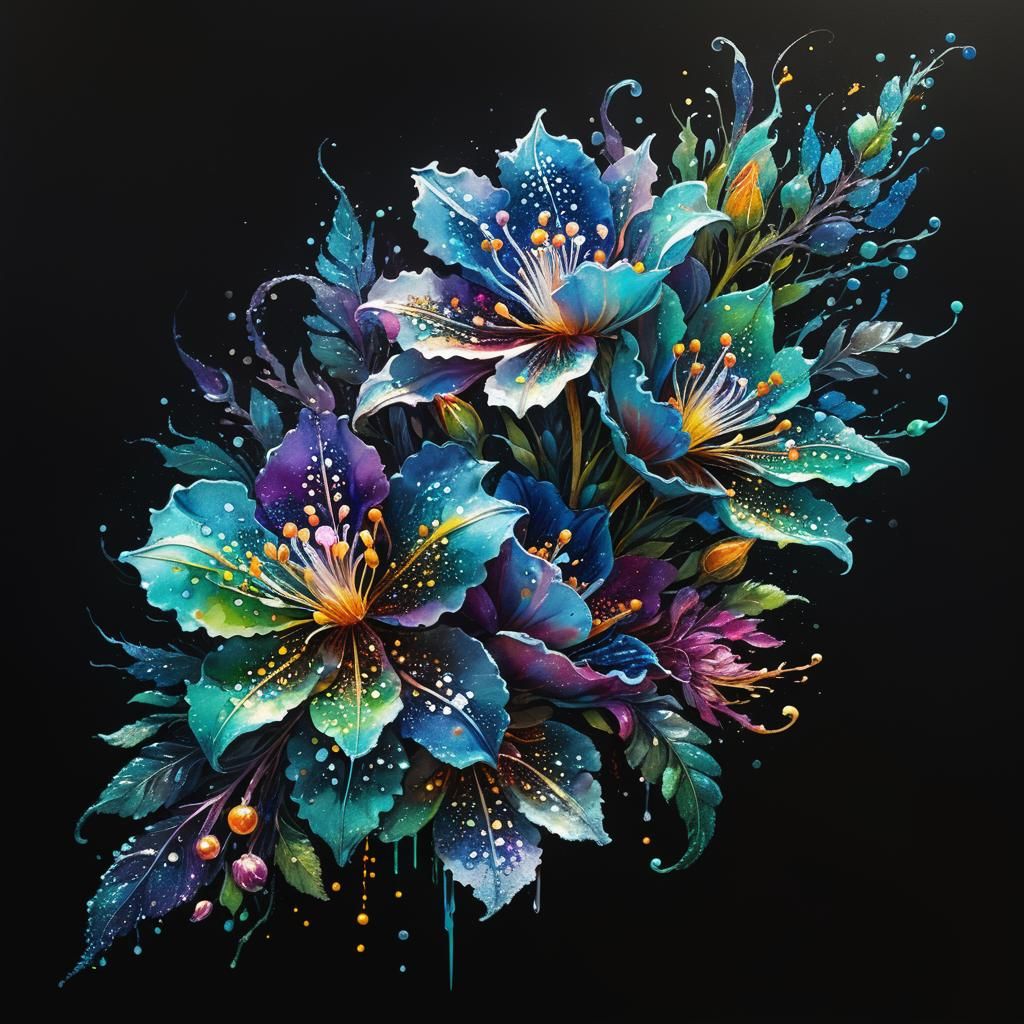 Fantasy-flower arrangement  by @Nimira