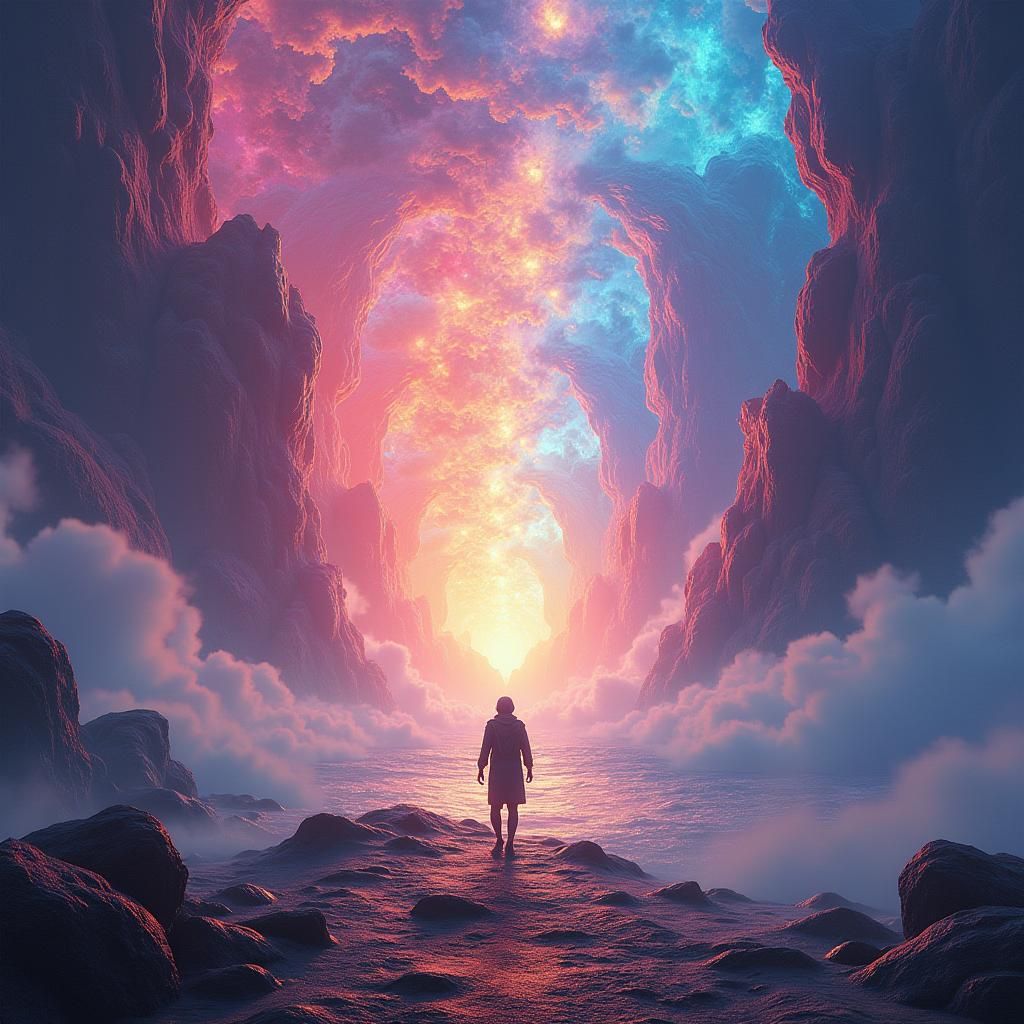 Vibrant Rebirth Acrylic Painting in Fantasy Style