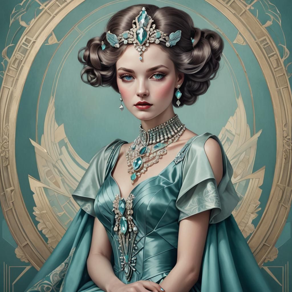 dreamlike glamour portrait combining the soft rococo pastels...