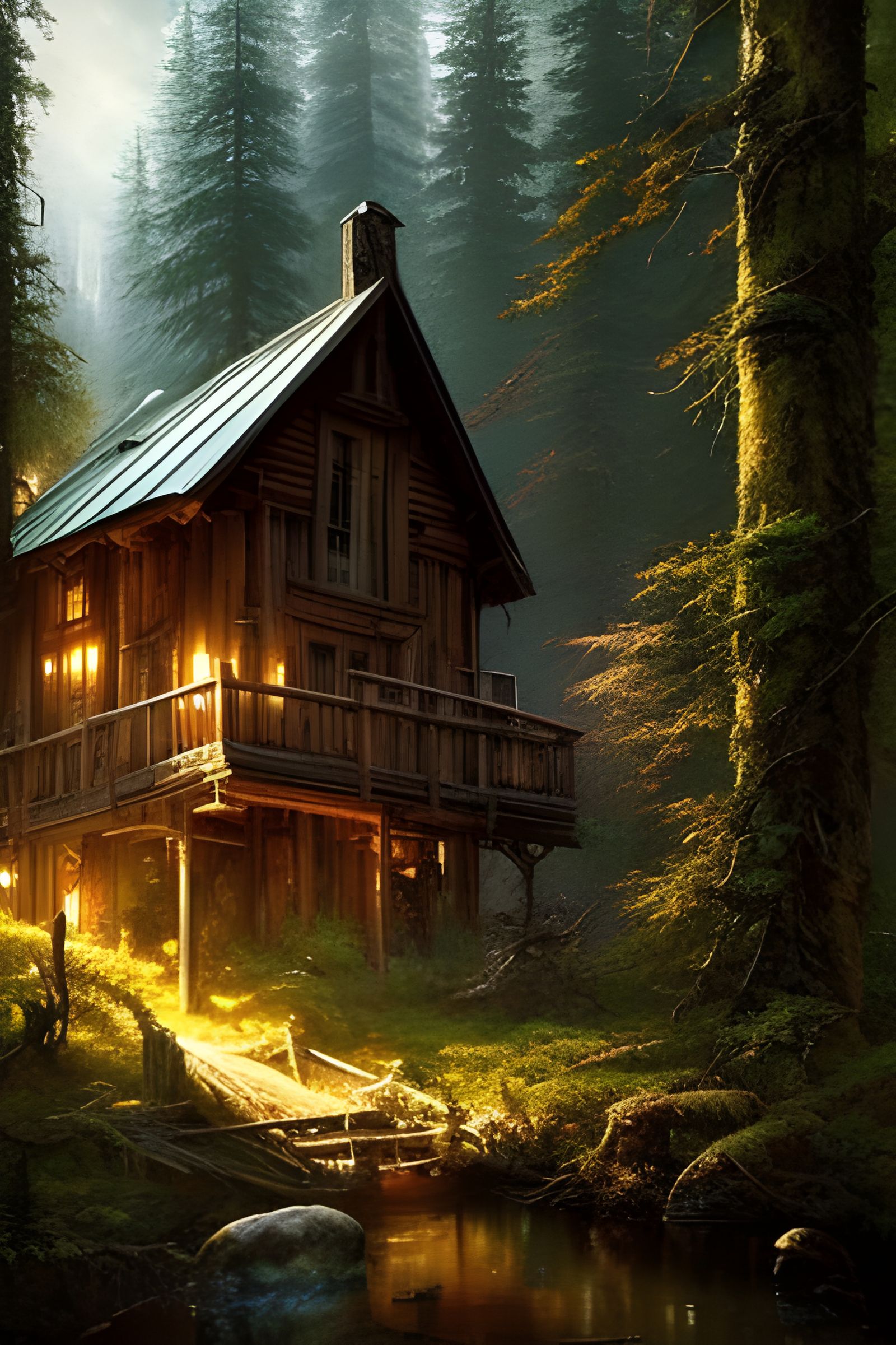 Secret cabin in the woods - AI Generated Artwork - NightCafe Creator