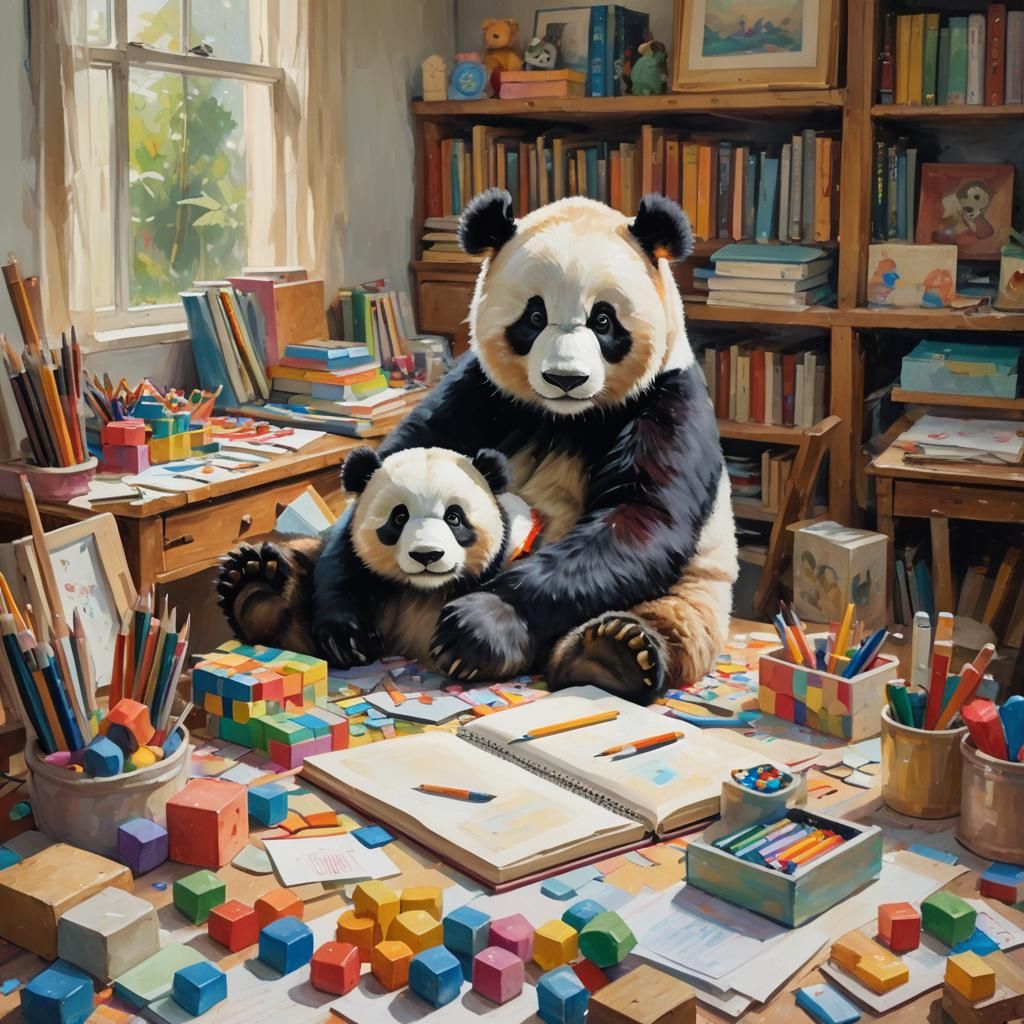 Panda Bear's Impressionist Dream: A Heartwarming Masterpiece