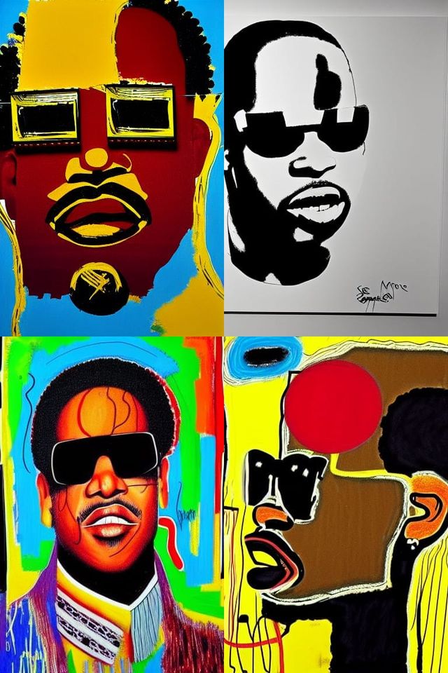 Stunning realistic portrait of Stevie wonder by Jean-Michel Basquiat