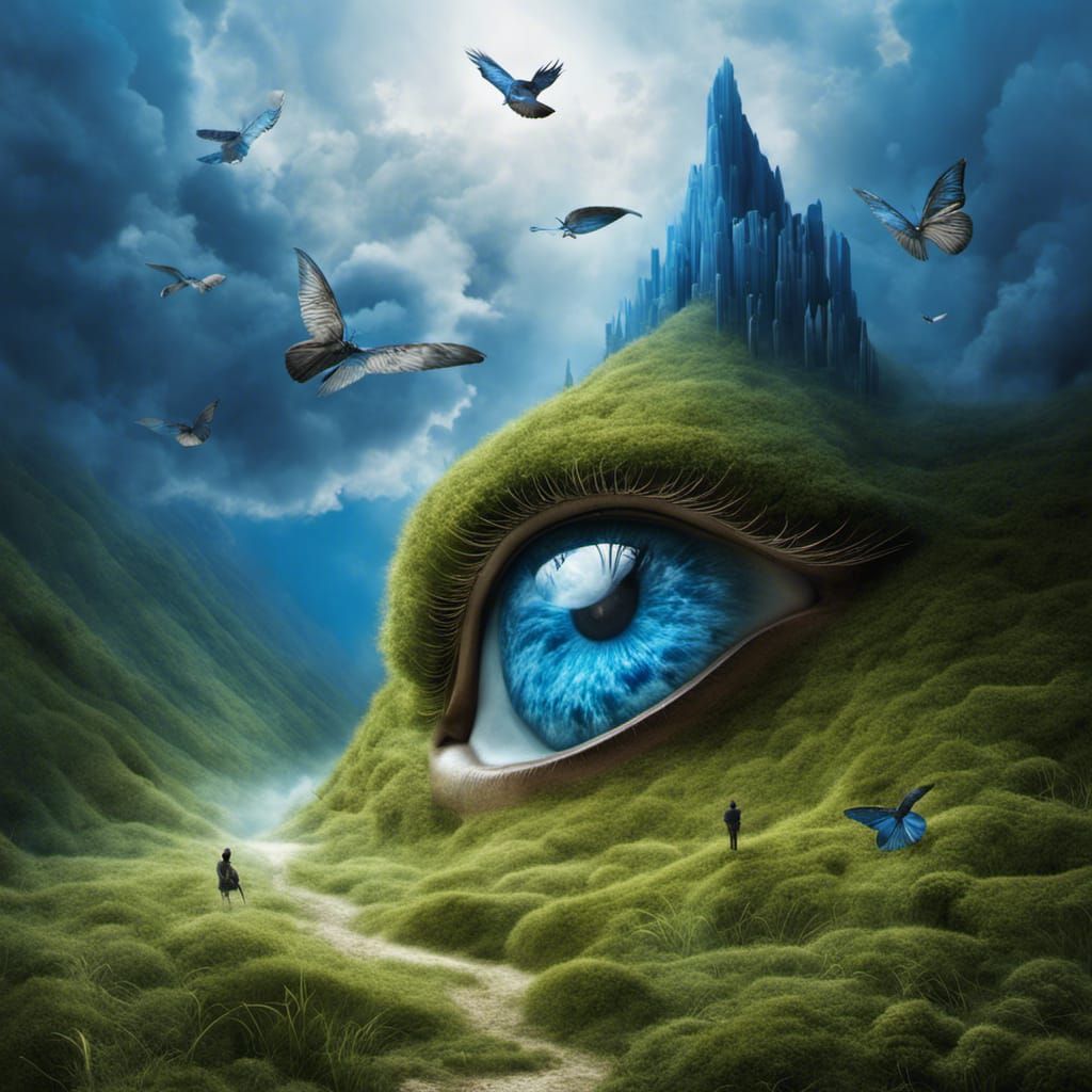 Mystical Blue Creatures in Ethereal Airbrush Art