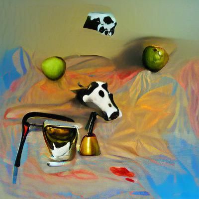 Still life of a cow lowbrow