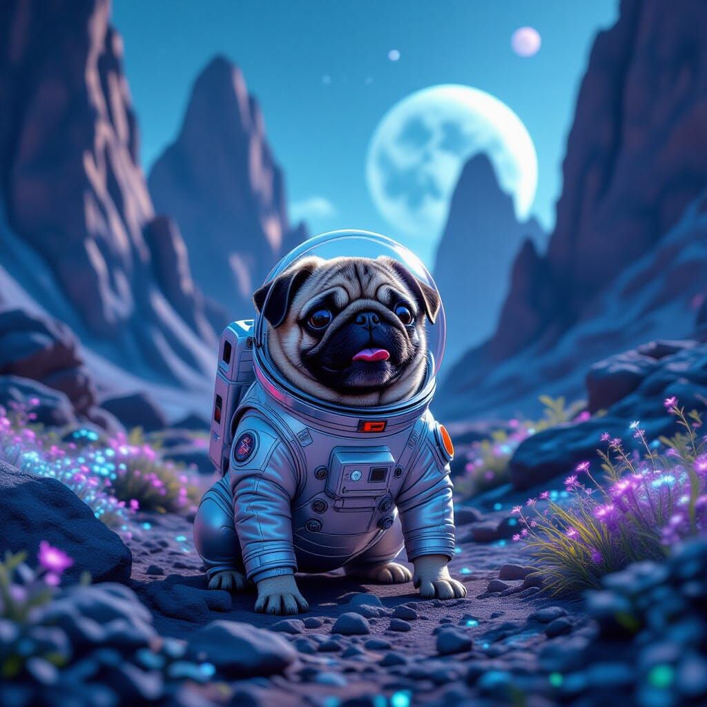 Space pug  by @Ace