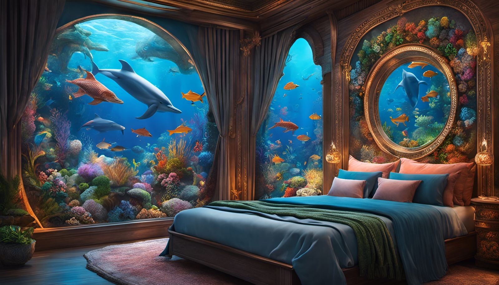 Bedroom under the sea AI Generated Artwork NightCafe Creator