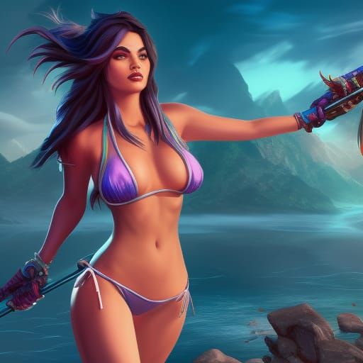 Ashe in bikini AI Generated Artwork NightCafe Creator