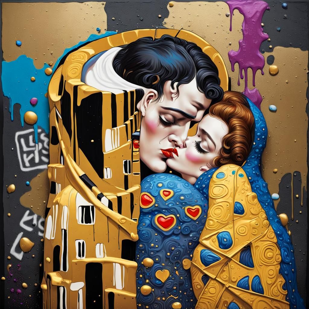 Gustav Klimt the Kiss 3d version