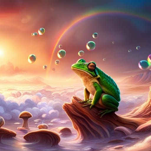 frog mushrooms bubbles  by @joe