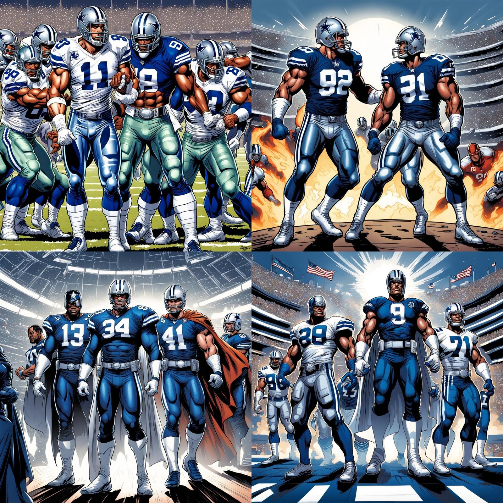 Dallas Cowboys super heroes getting ready for game time!