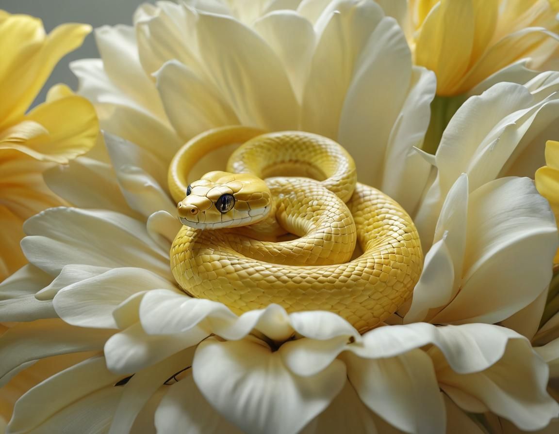 An adorable yellow snake  by @MoonWolf