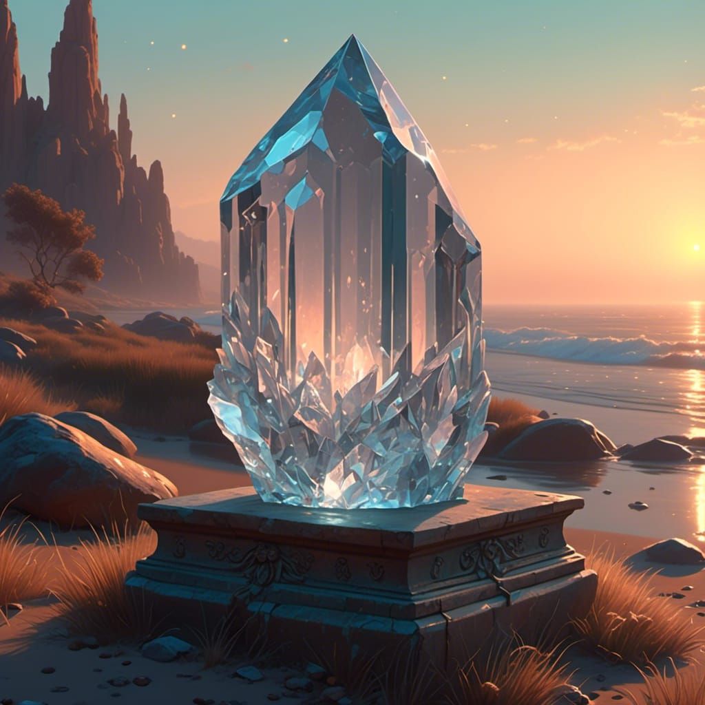  <lora:Faetalmora SDXL:1.0> A glowing crystal resting on an ancient pedestal