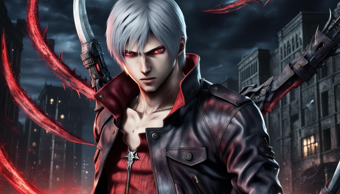 Devil May Cry in full growth horror anime 8k resolution