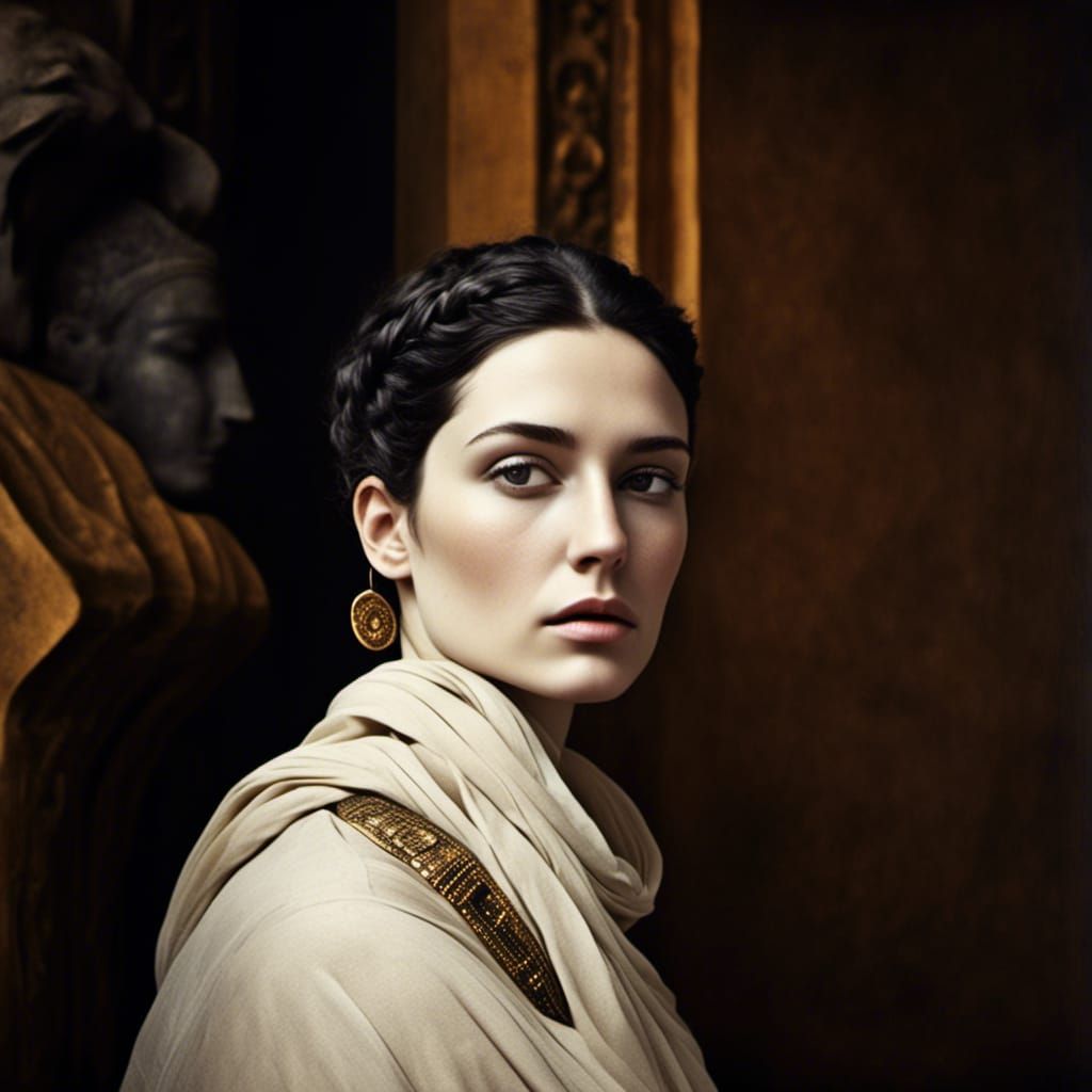 Regal Woman on Egyptian Balcony in Hellenistic Art