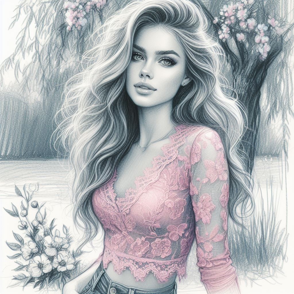 Young Beautiful Woman in Spring Time