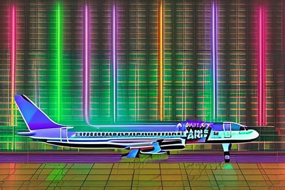 Wings Smile Air Airbus A320-200 synthwave neon retro