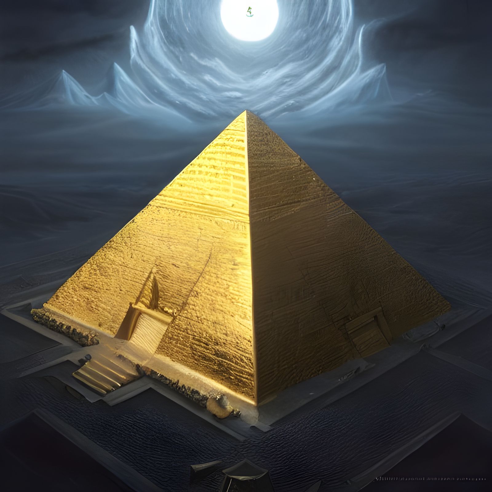 Pyramid under the night sun undefined