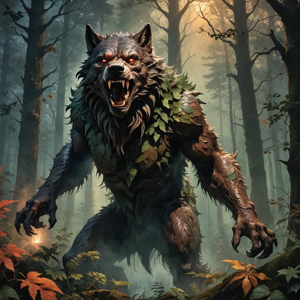Werewolf in forest