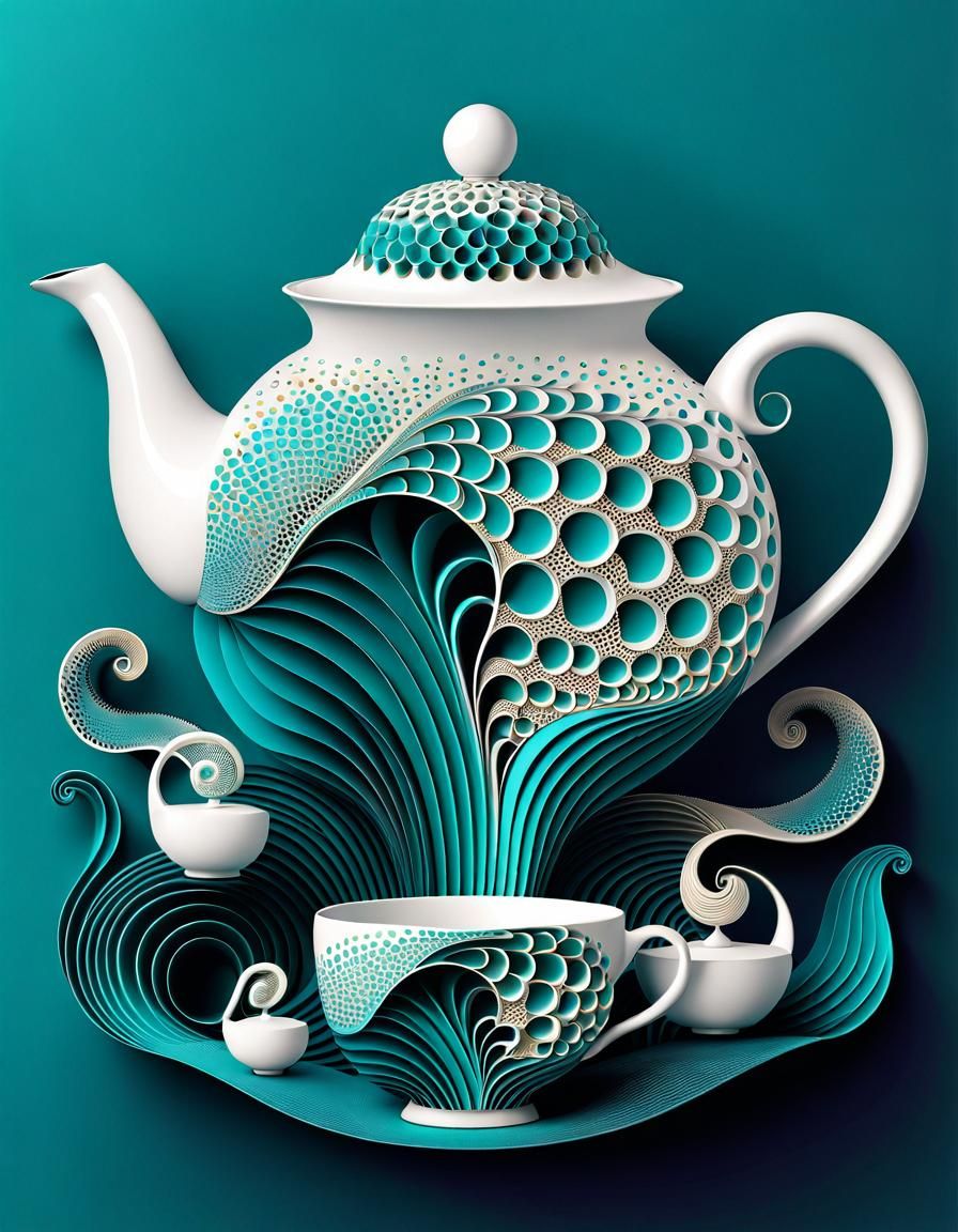 Vibrant Fractal Teapots Scene