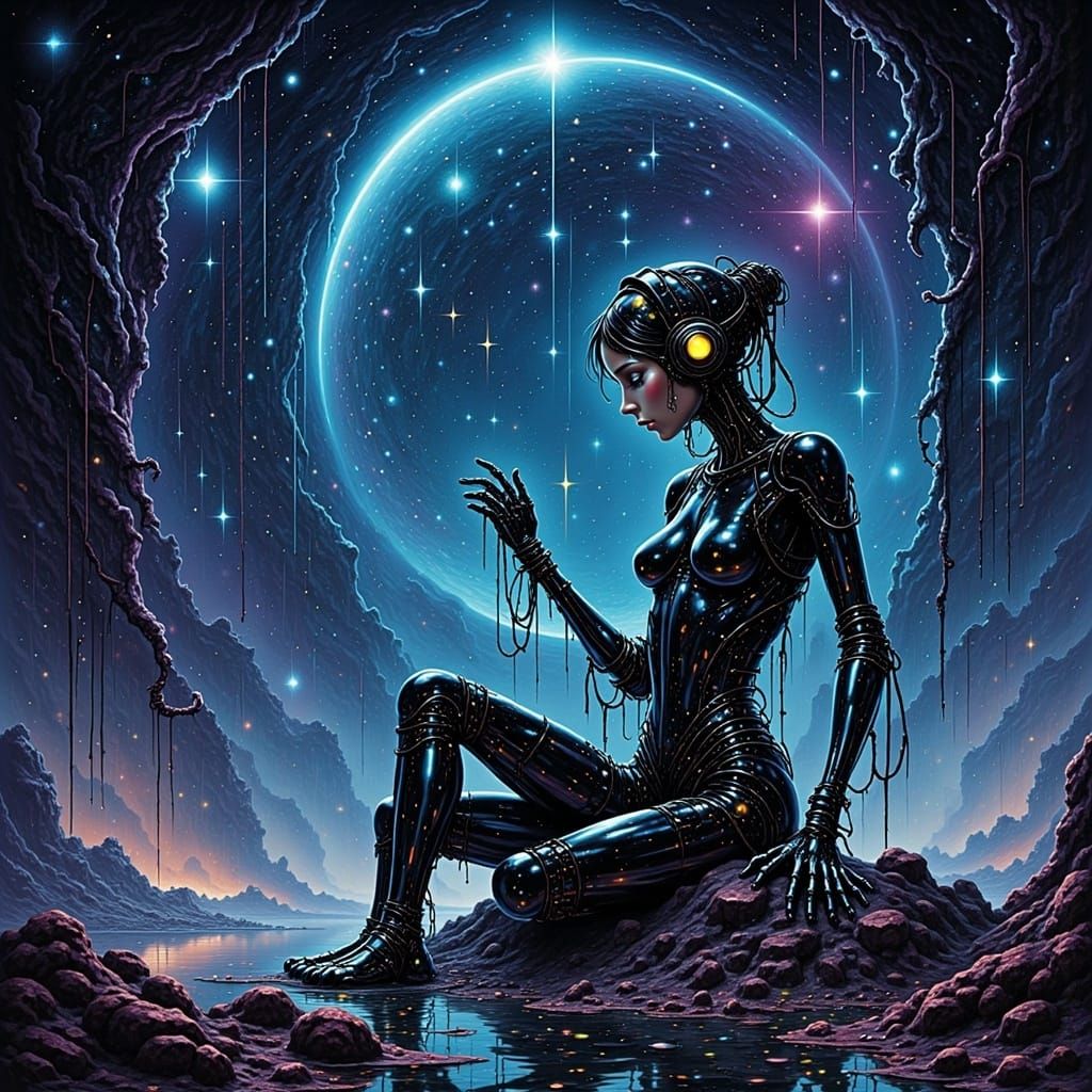 an Android woman in a alien world  