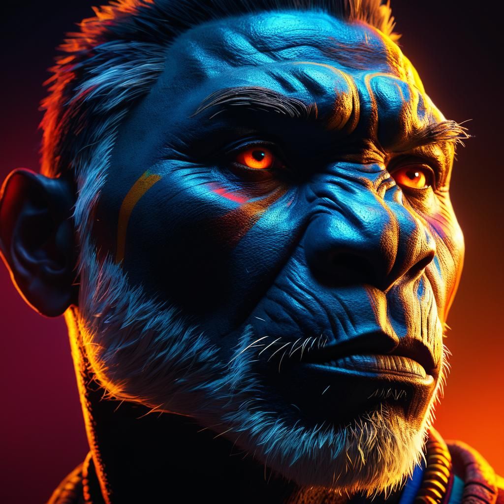 Hyperrealistic Portrait of Koba with Dramatic Lighting